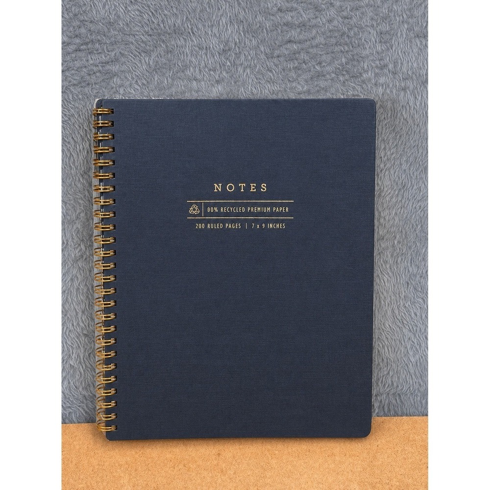 4 NEW Greenroom Navy Blue Spiral Notebooks 7x9 200 Ruled Pages Recycled Paper